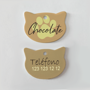 Placa para Gato – Silueta de Gato en Acero Inoxidable 1.5 x 2 cm