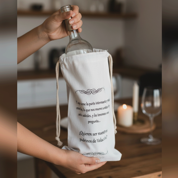 Bolsa para botella de vino - personalizada con frase