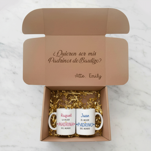 COMBO Caja + Tazas Dúo ¿Quieren ser mis padrinos?