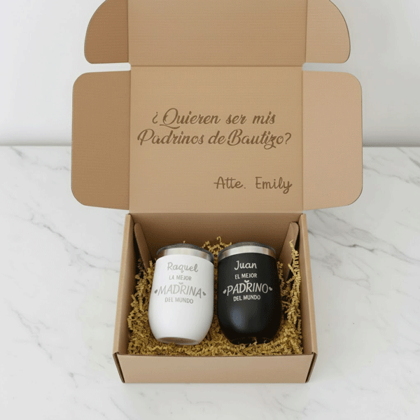 COMBO  Dúo Termos 12oz + Caja personalizada ¿Quieren ser mis padrinos?